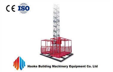Twin Cage Red or Hot Dipped Zinc Passenger Hoist Elevator 2000kg SC200 / 200 For Construction