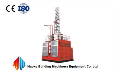 Twin Cage Red or Hot Dipped Zinc Passenger Hoist Elevator 2000kg SC200 / 200 For Construction